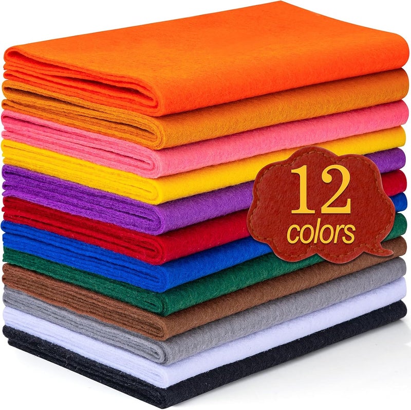 MITINU 12 Rolls 8"x35"(20.5x90cm) 1.4mm Thick Soft Felt Fabric Sheet 12 Assorted Dark Rainbow Series Colors Felt Pack Pastel Felt Sheets for DIY Craft Sewing Squares Nonwoven Patchwork - Image 1